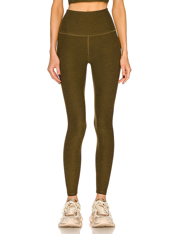 Beyond Yoga Spacedye Caught in the Midi High Waisted Legging in Deep Olive  Heather