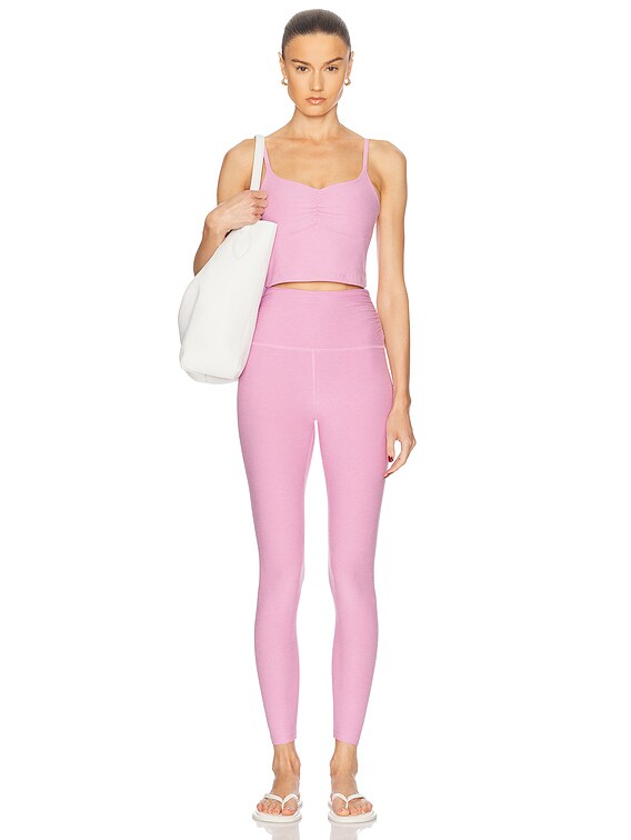 Beyond Yoga Spacedye Raise The Barre Shirred Tank Top in Pink Haze
