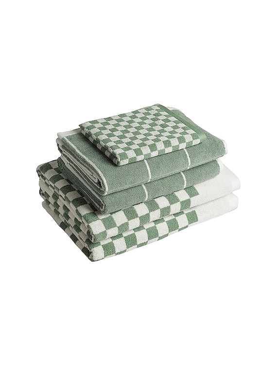 Green and White Checkered Towels