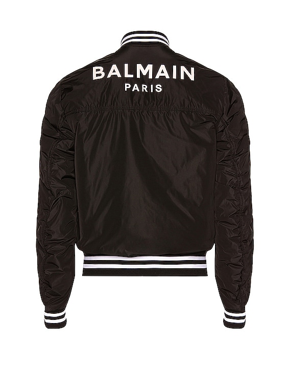 BALMAIN Bomber Jacket in Noir & Blanc FWRD