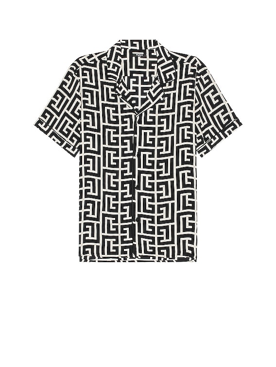 Balmain Macro Monogram Pajama Shirt in Black for Men