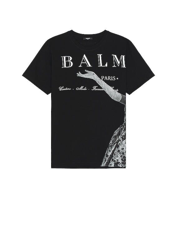 BALMAIN Jolie Madame T shirt in Noir Multi Gris FWRD