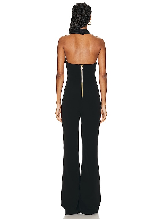 BALMAIN Cowl Neck Flare Jumpsuit in Noir | FWRD