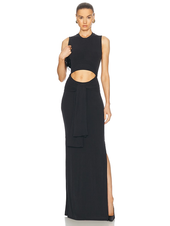 chinese dress ladies Knotted Cutout Bodycon Halter Round Neck Long Maxi Sundress