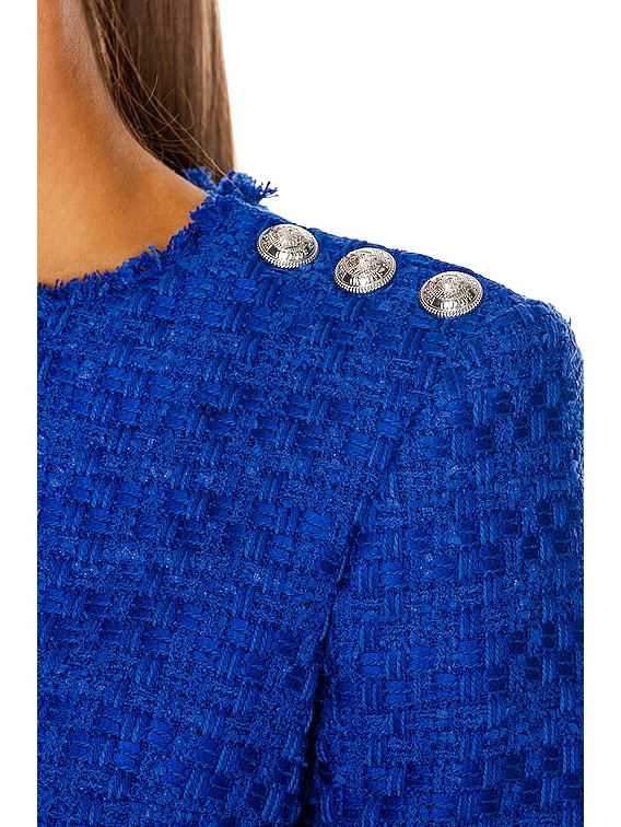 ワンピース BALMAIN Blue Dress with Frayed Details in Tweed Woman Short tweed dress with straps blue blue - Women | BALMAIN