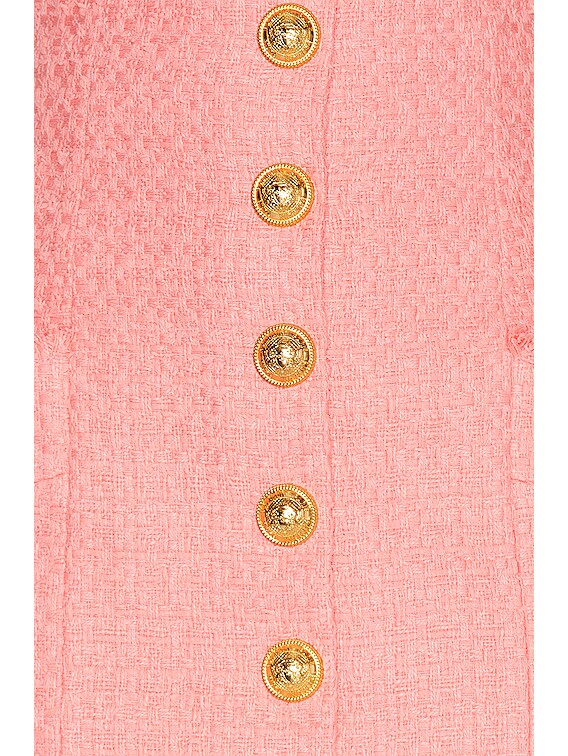 BALMAIN Tweed High Waisted Mini Skirt in Rose Moyen | FWRD