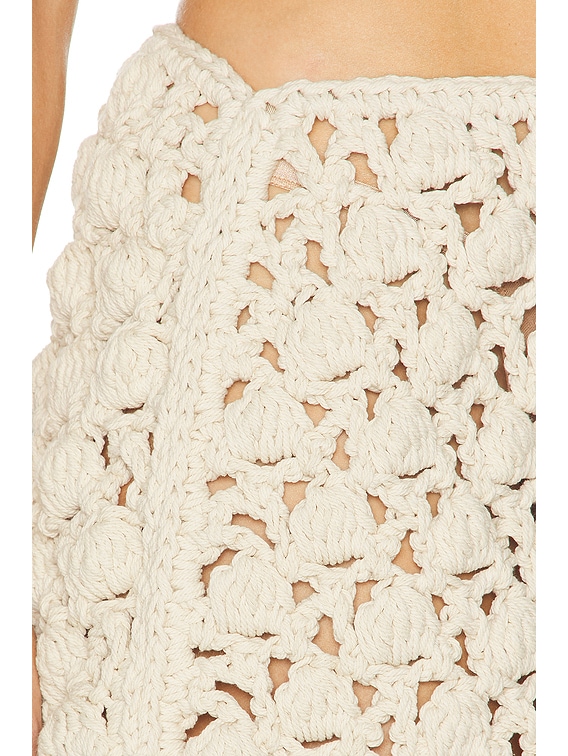 BALMAIN Crochet Cotton Knit Skirt in Naturel | FWRD