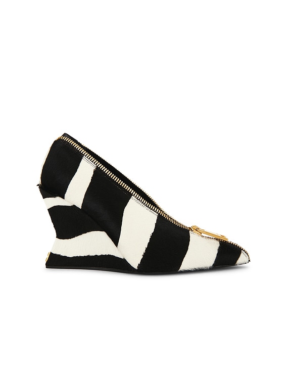 ベルメイン BALMAIN Zebra Pump Zip Wedge in Noir & Blanc | FWRD