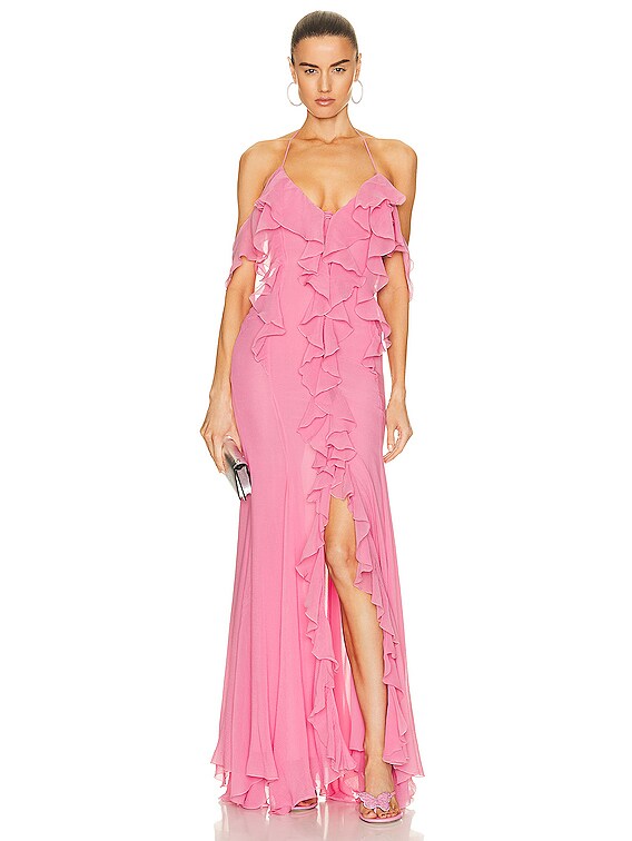 Blumarine Ruffle Sleeveless Gown in Bubblegum | FWRD