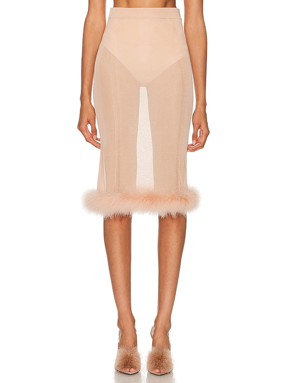 スカート BLUMARINE PINK MIDI SKIRT Blumarine Sheer Midi Skirt in Eyeshadow Pink | FWRD