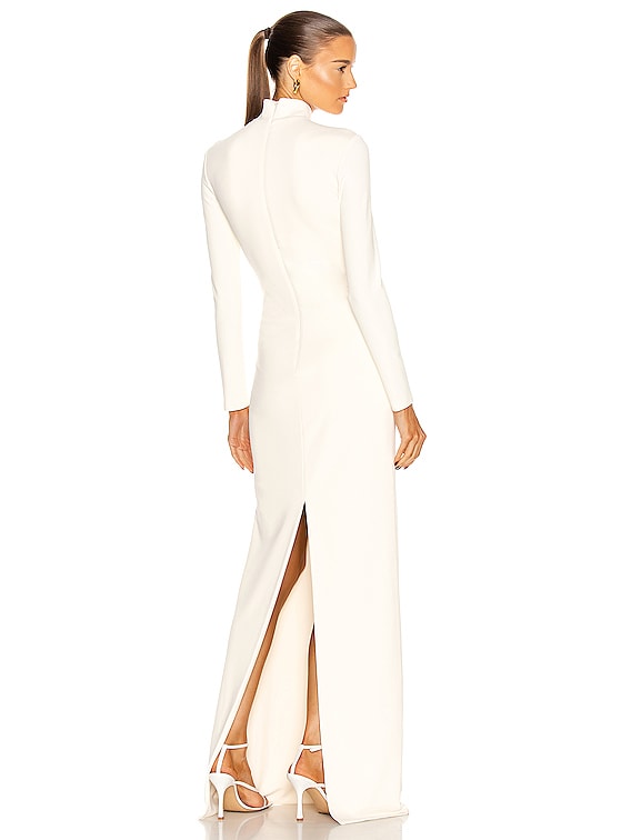 Brandon Maxwell Long Sleeve Mock Neck Gown in Ivory