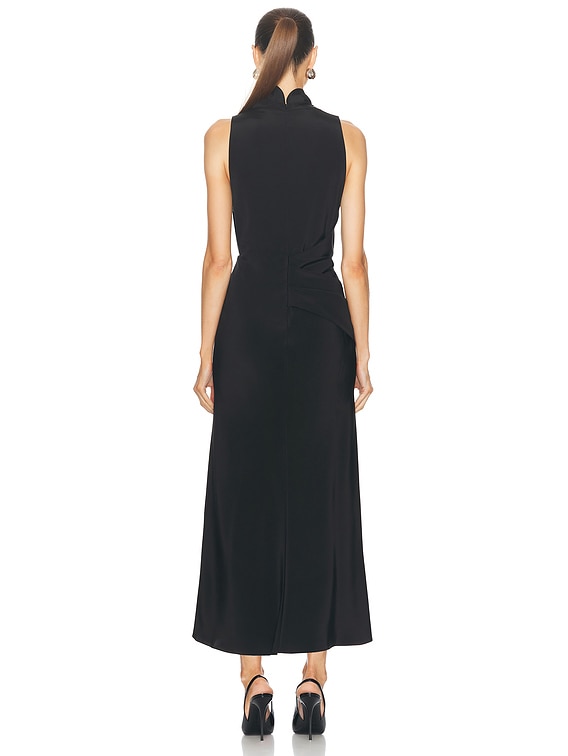 Brandon Maxwell Frida Draped Sleeveless Dress in Black | FWRD