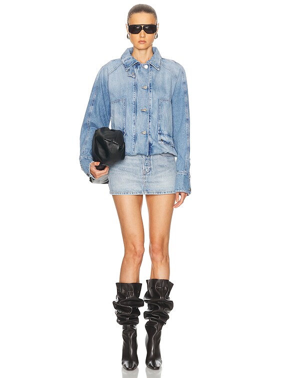 Brandon Maxwell Harper Balloon Jacket in Medium Vintage Wash | FWRD