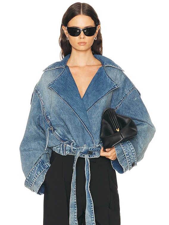 Brandon Maxwell Regan Denim Trench Jacket in Indigo | FWRD