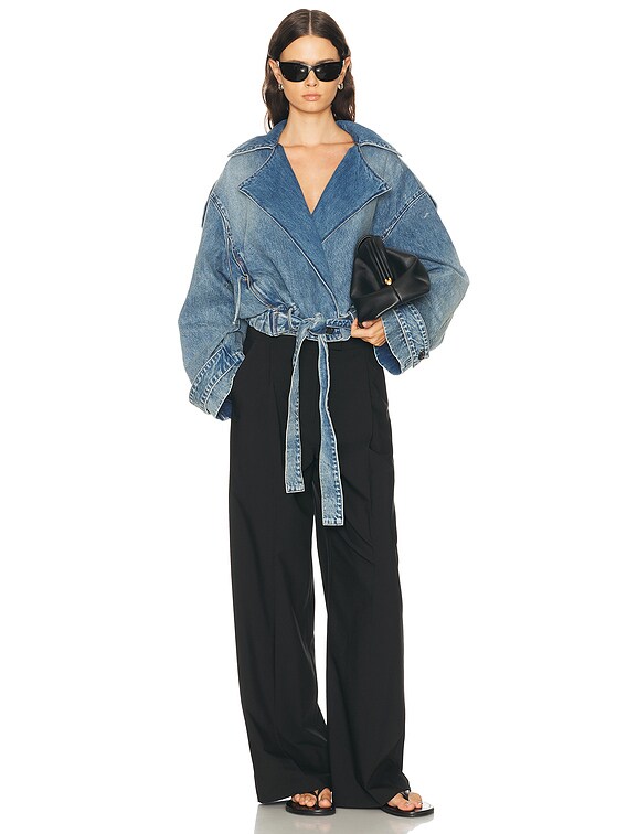 Brandon Maxwell Regan Denim Trench Jacket in Indigo | FWRD