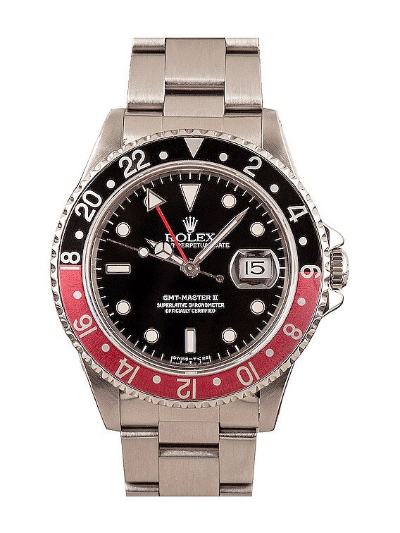 Bob's Watches Rolex GMT-Master II 16710 in Stainless Steel, Faded Red \u0026  Black | FWRD