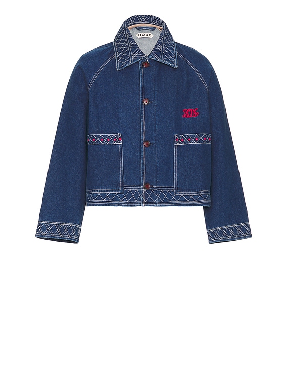 BODE デニムジャケット BODE Embroidered Denim Jacket in Indigo | FWRD