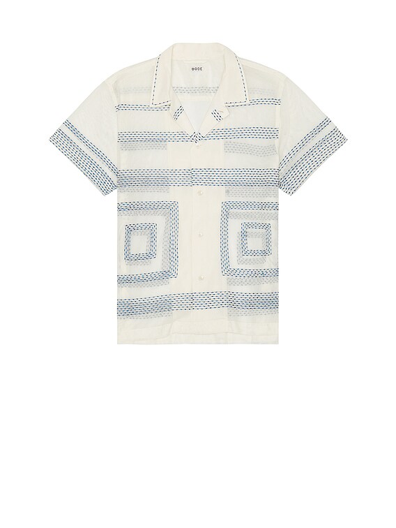 BODE Tile Stitch Short Sleeve Shirt in Multi | FWRD
