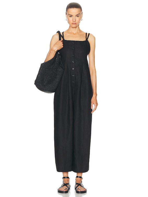 スーツ BODE JUMP SUITS (WRS25JS010 PRWHT) BODE Linen Gardner Jumpsuit in Black | FWRD