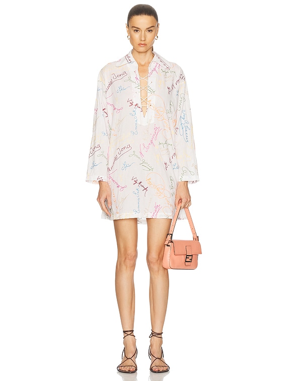BODE Signature Scrawl Dress in White Multi | FWRD