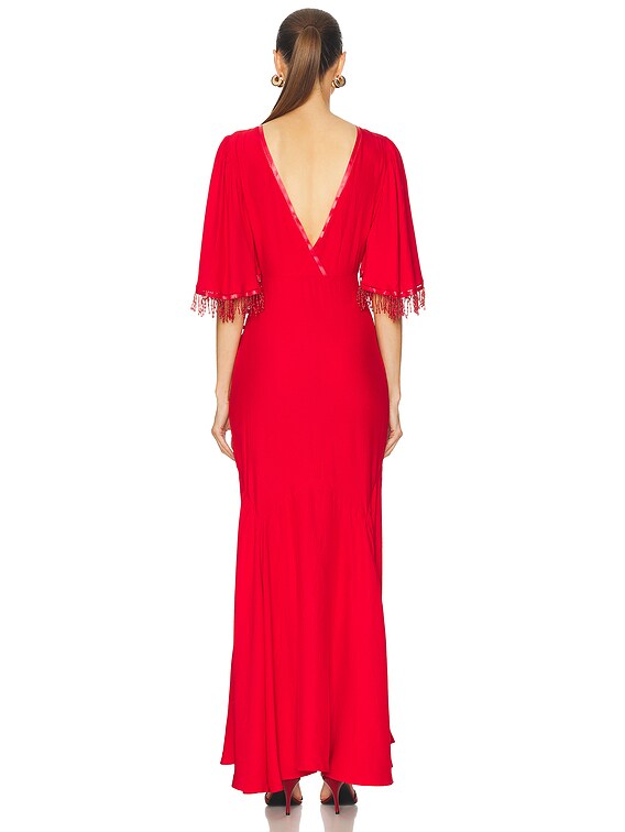 BODE Beaded Claret Gown in Red | FWRD