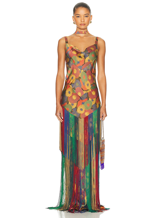 dresses for 70 year old woman Weird Fish Womens Tallahassee Printed Jersey Dress - Cantaloupe