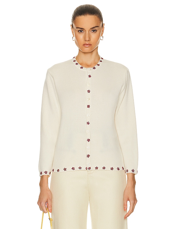 BODE Starflower Beaded Cardigan in Cream | FWRD