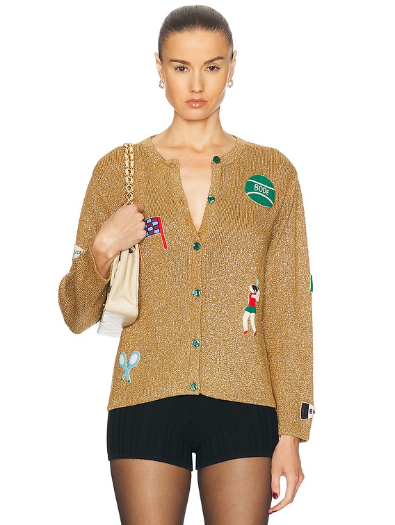 BODE Game Point Cardigan in Gold | FWRD BODE Game Point Cardigan in Gold | FWRD