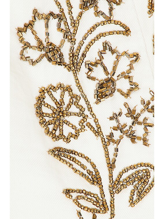 BODE Beaded Wheat Flower Trouser in Cream | FWRD