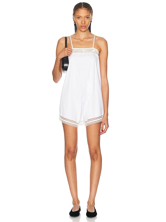 BODE Tennis Lace Teddy Romper in Cream | FWRD