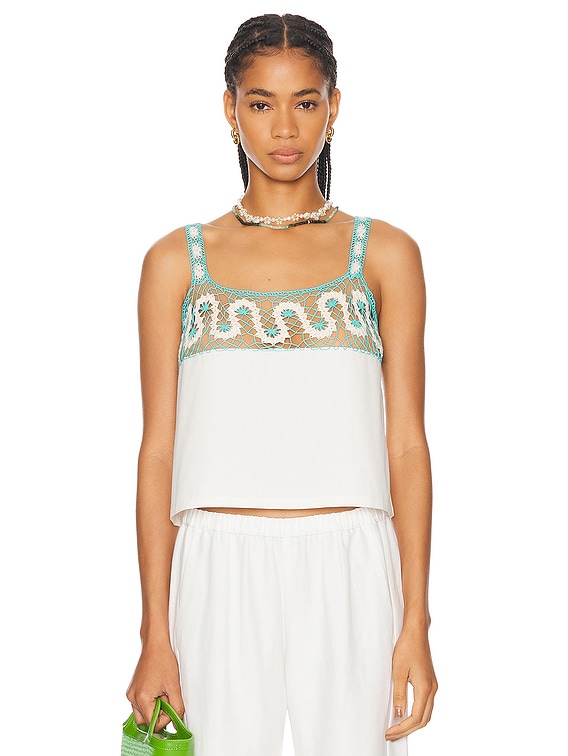 BODE Ripple Lace Tank in Cream | FWRD