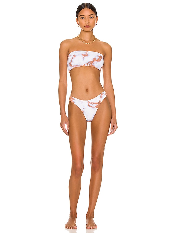 Onafhankelijkheid zomer Asser Bond Eye Sierra and Sign Eco Bikini Set in Carob & Cream Marble | FWRD