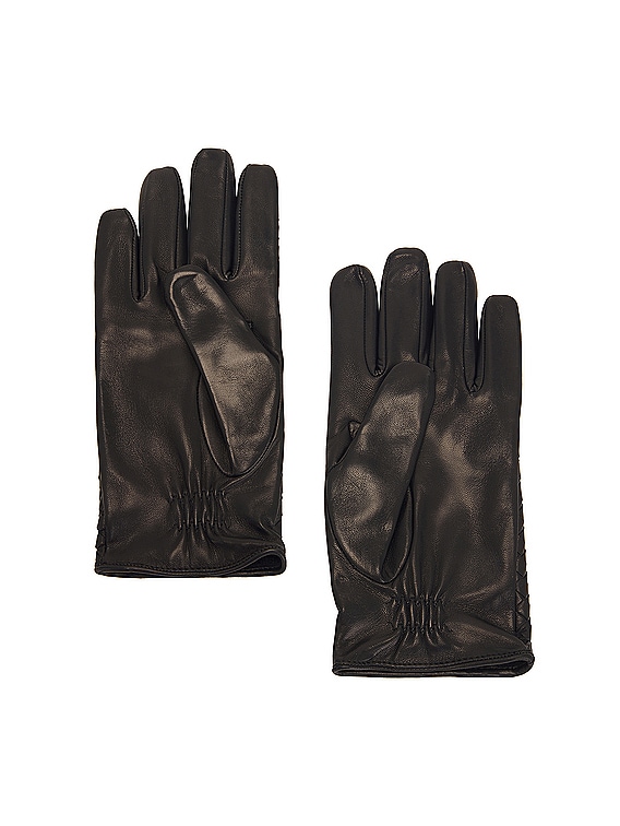 Bottega Veneta Men's Woven Leather Gloves, Black