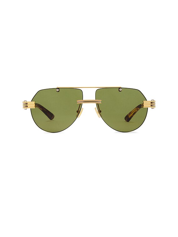 BOTTEGA VENETA BV1342S Aviator Sunglasses in Gold, Silver, & Green | NIB Bottega Veneta BV1342S 003 Sunglasses - US main image 2