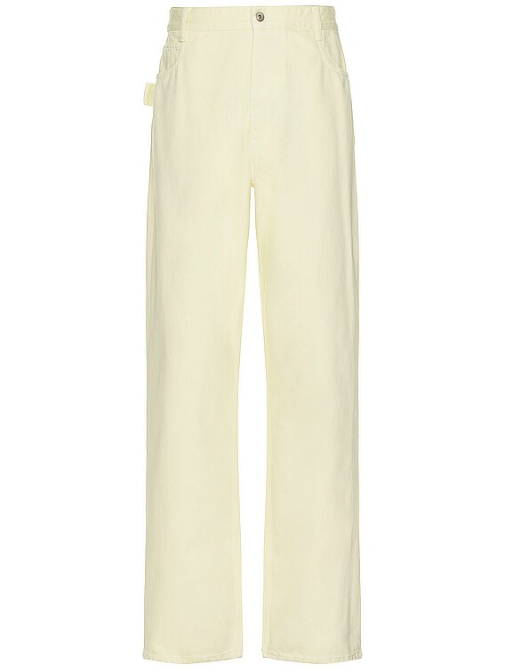 Bottega Veneta Washed Coloured Denim Wide Jean in Banana | FWRD