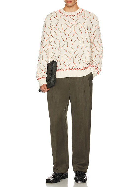 Bottega Veneta Cotton Jacquard Matches Sweater in String, Chalk