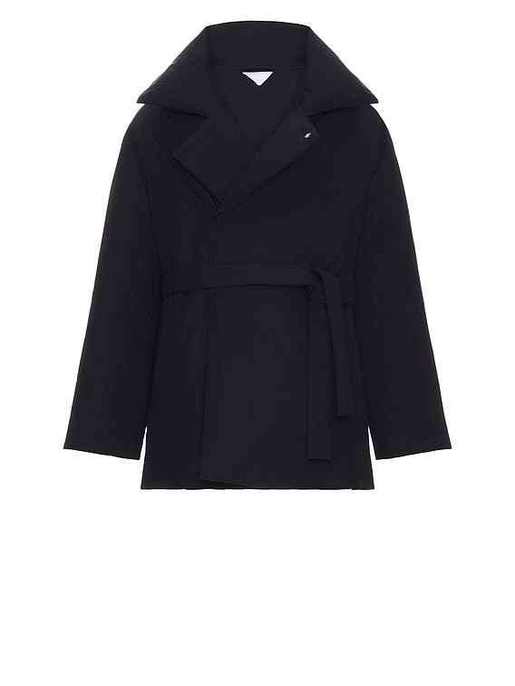 Bottega Veneta Frosted Poplin Short Puffer in Dark Navy | FWRD