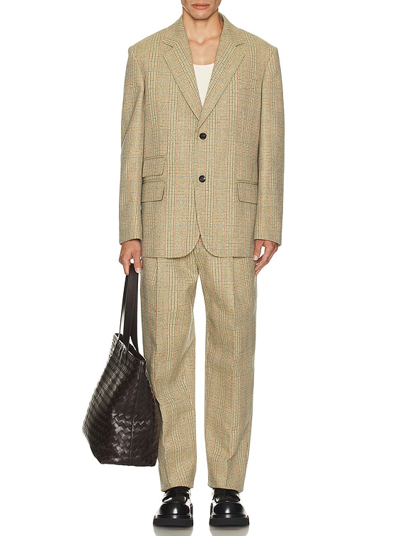 【関税＆送料込み】Bottega Veneta Prince Of Wales Checked W Prince of Wales check straight pants in beige - Bottega