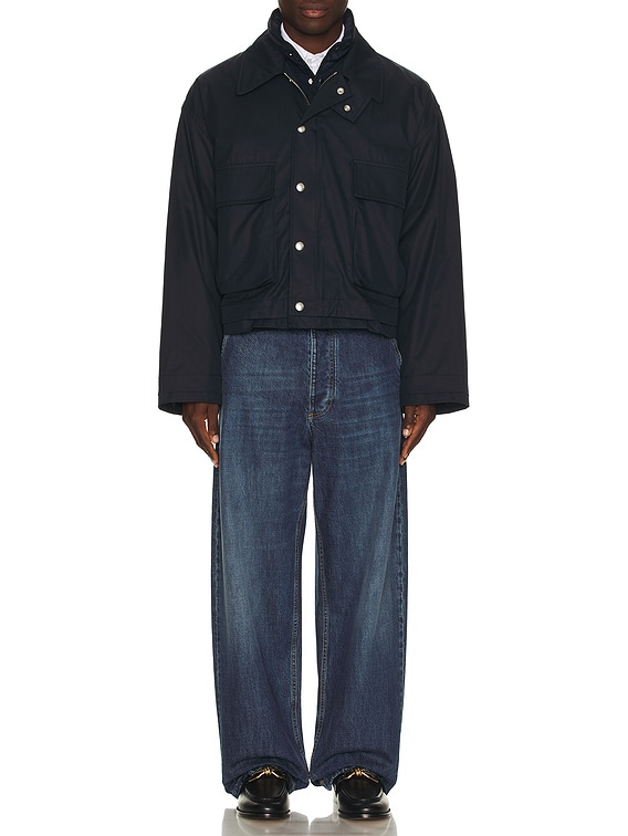 Bottega Veneta Light Cotton Twill Blouson in Midnight Blue