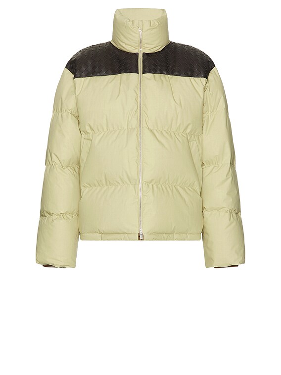 Bottega Veneta Intrecciato Shoulder Accent Puffer Jacket in Bottega Veneta Intrecciato Shoulder Accent Puffer Jacket in
