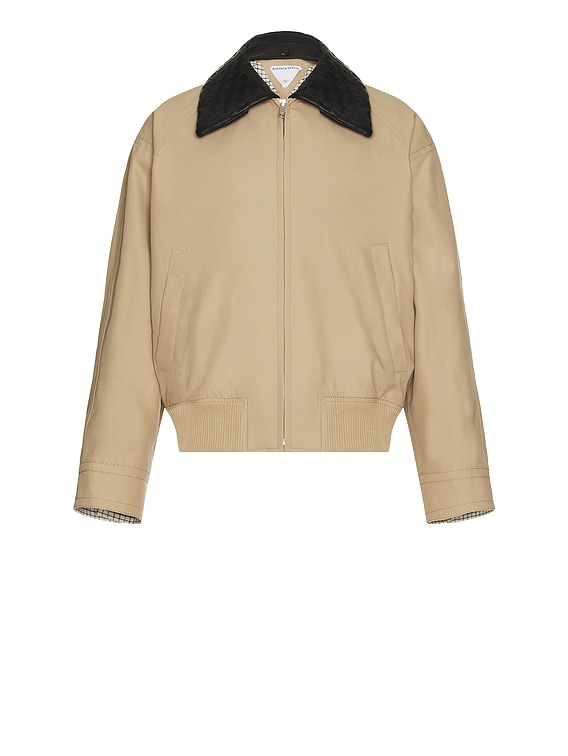 Bottega Veneta Fluid Cotton Twill Intrecciato Collar Blouson