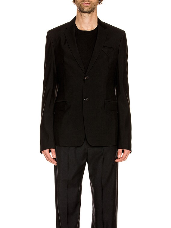 【関税&送料込】Bottega Veneta Black Wool Blazer BOTTEGA VENETA Layered wool blazer | NET-A-PORTER