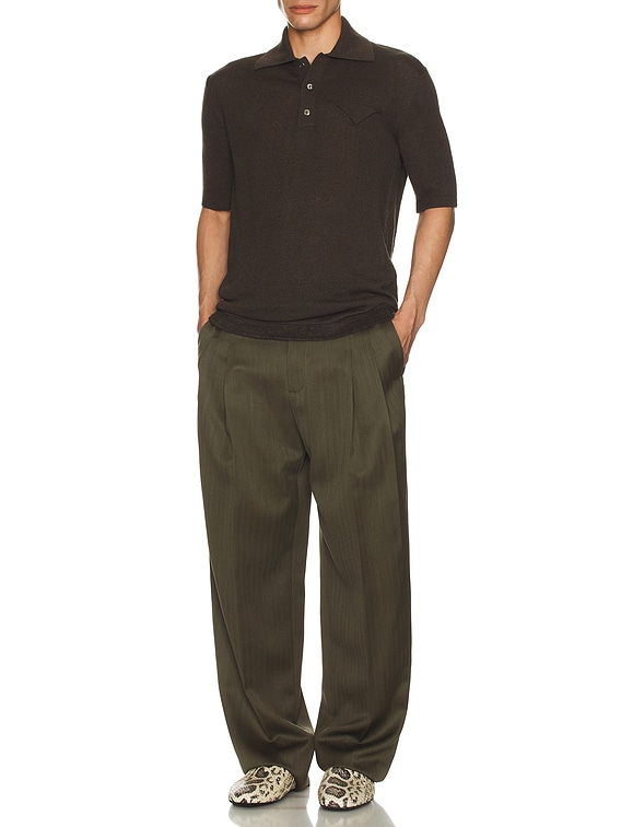 Bottega Veneta Subtle Wool Chevron Two Pleats Straight