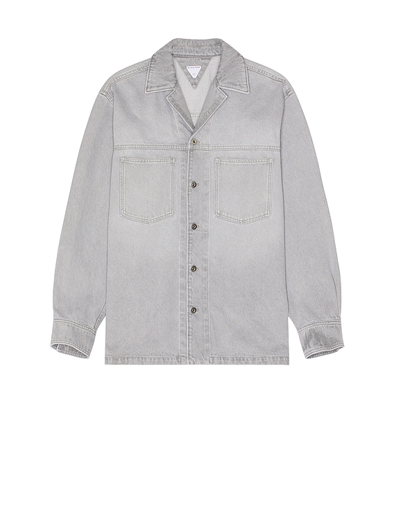 Bottega Veneta Washed Denim Shirt in Light Grey | FWRD