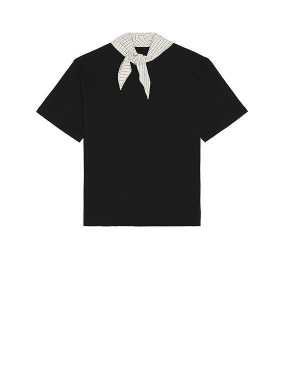 Bottega Veneta Pima Cotton Jersey Foulard Collar Tee in Black