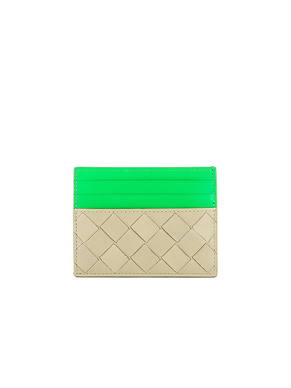 Bottega Veneta Credit Card Case Bicolor Intrecciato in Travertine