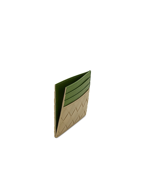 Bottega Veneta Credit Card Case in Taupe & Avocado | FWRD