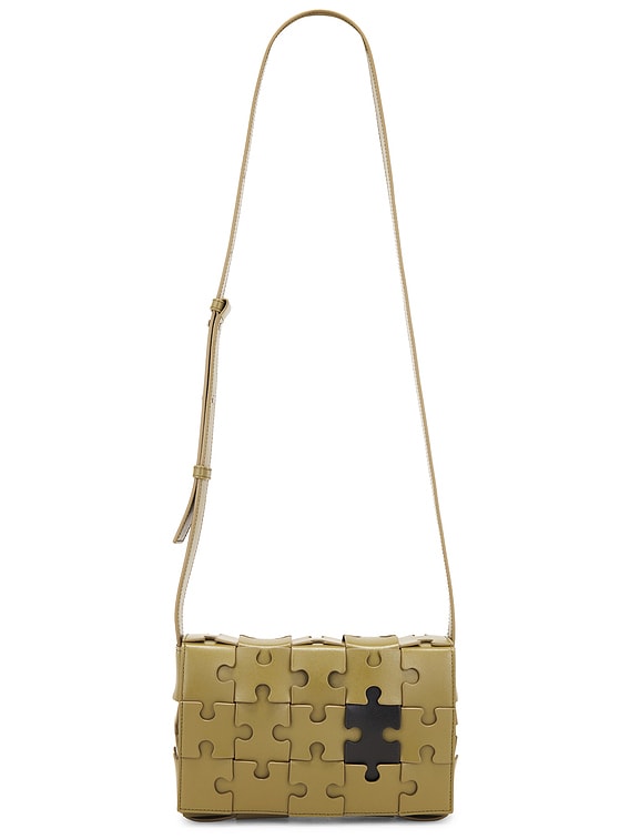 Bottega Veneta Medium Cassette Intreccio Puzzle Bag in Algae Black