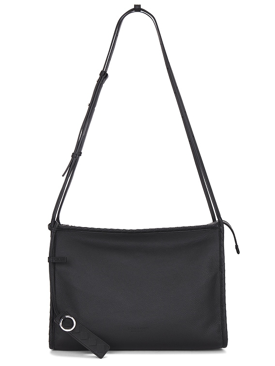 Bottega Veneta Moony Calf Corriere Messenger Bag in Black