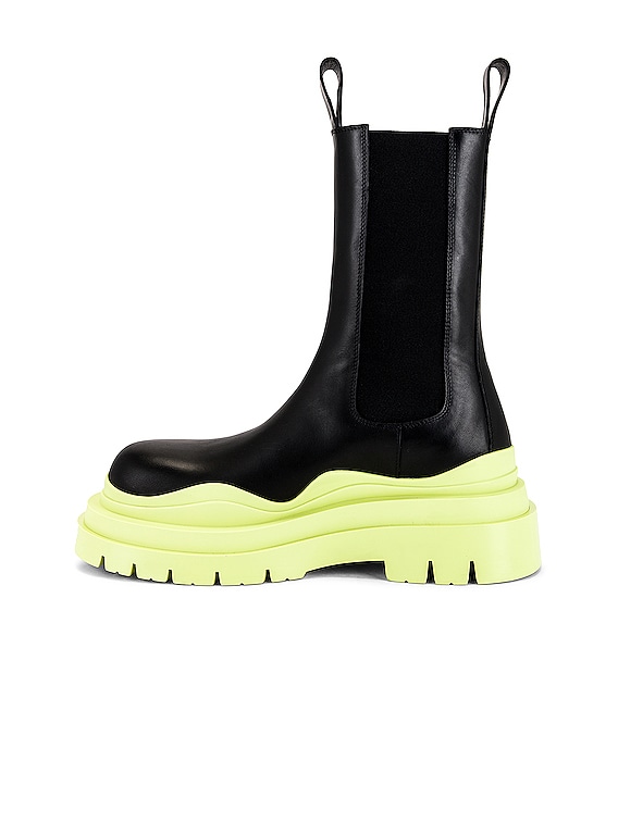 Bottega Veneta Tire Boot in Black & Seagrass | FWRD